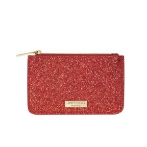 NEW Jimmy Choo Red Glitter Coin Purse Mini Wallet